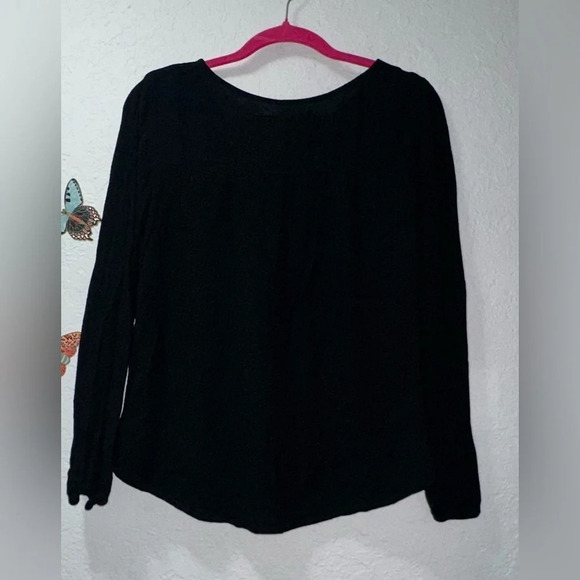 Women's Gap Black Peasant Boho V-Neck Top - Picture 5 of 9